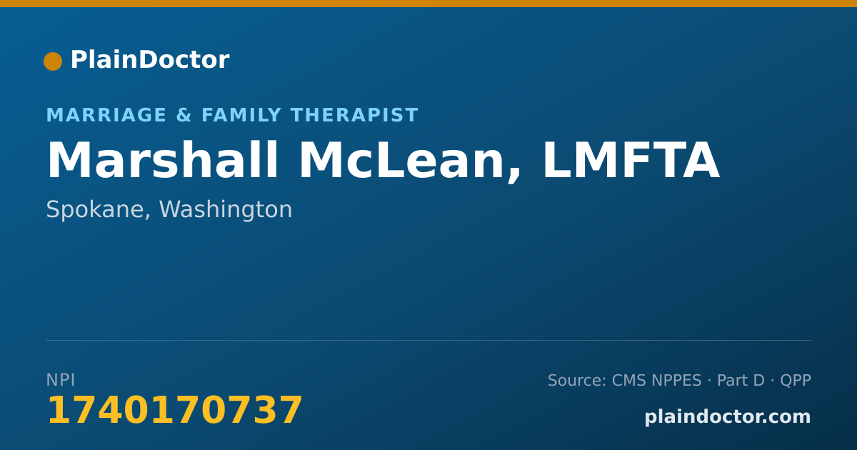 Shareable card for Marshall McLean, LMFTA - Marriage & Family Therapist, Spokane, WA