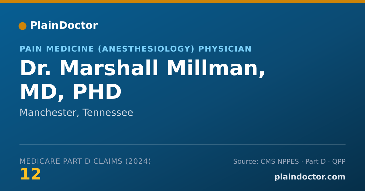Shareable card for Marshall Millman, MD, PHD - Pain Medicine (Anesthesiology) Physician, Manchester, TN