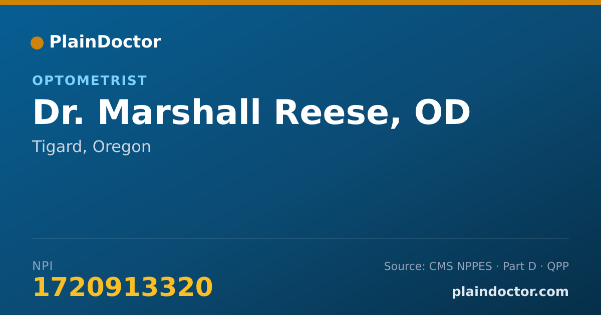 Shareable card for Marshall Reese, OD - Optometrist, Tigard, OR