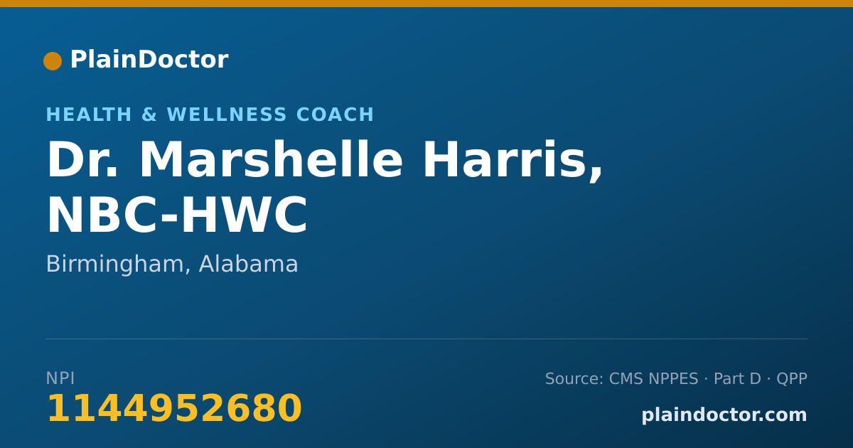 Shareable card for Marshelle Harris, NBC-HWC - Health & Wellness Coach, Birmingham, AL