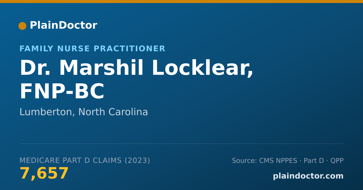 Shareable card for Marshil Locklear, FNP-BC - Family Nurse Practitioner, Lumberton, NC