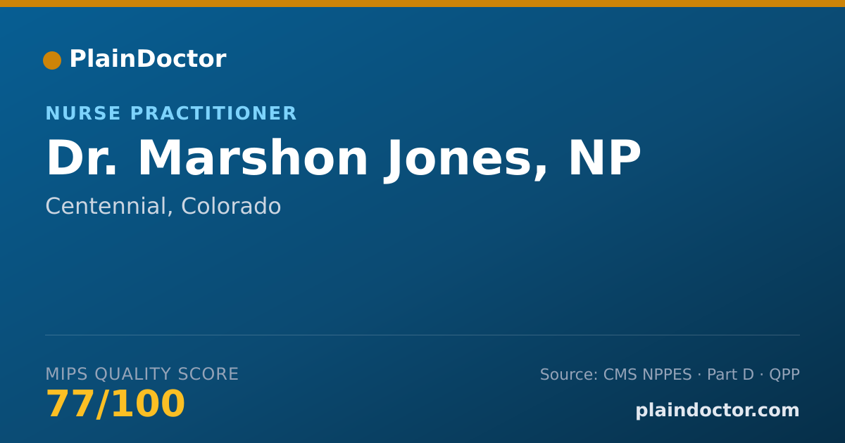 Shareable card for Marshon Jones, NP - Nurse Practitioner, Centennial, CO
