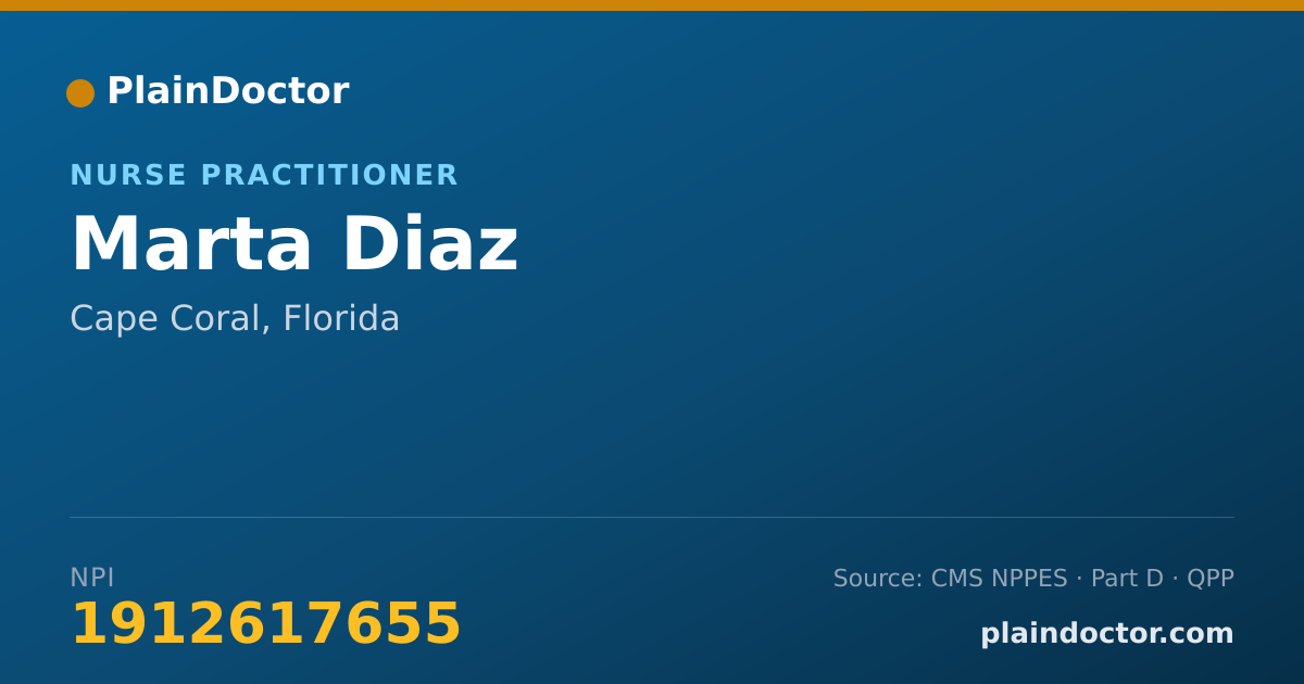 Shareable card for Marta Diaz - Nurse Practitioner, Cape Coral, FL