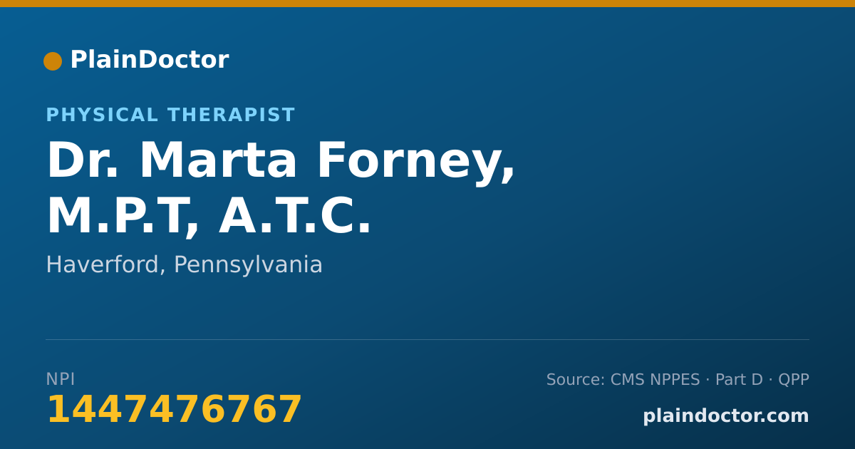 Shareable card for Marta Forney, M.P.T, A.T.C. - Physical Therapist, Haverford, PA