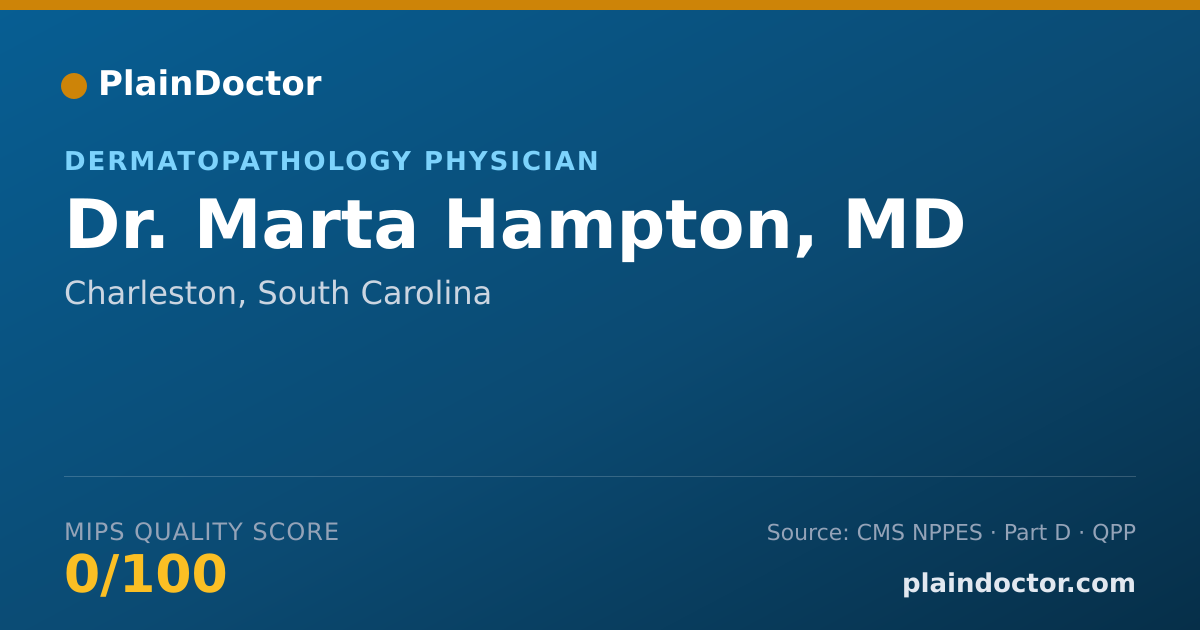Shareable card for Marta Hampton, MD - Dermatopathology Physician, Charleston, SC