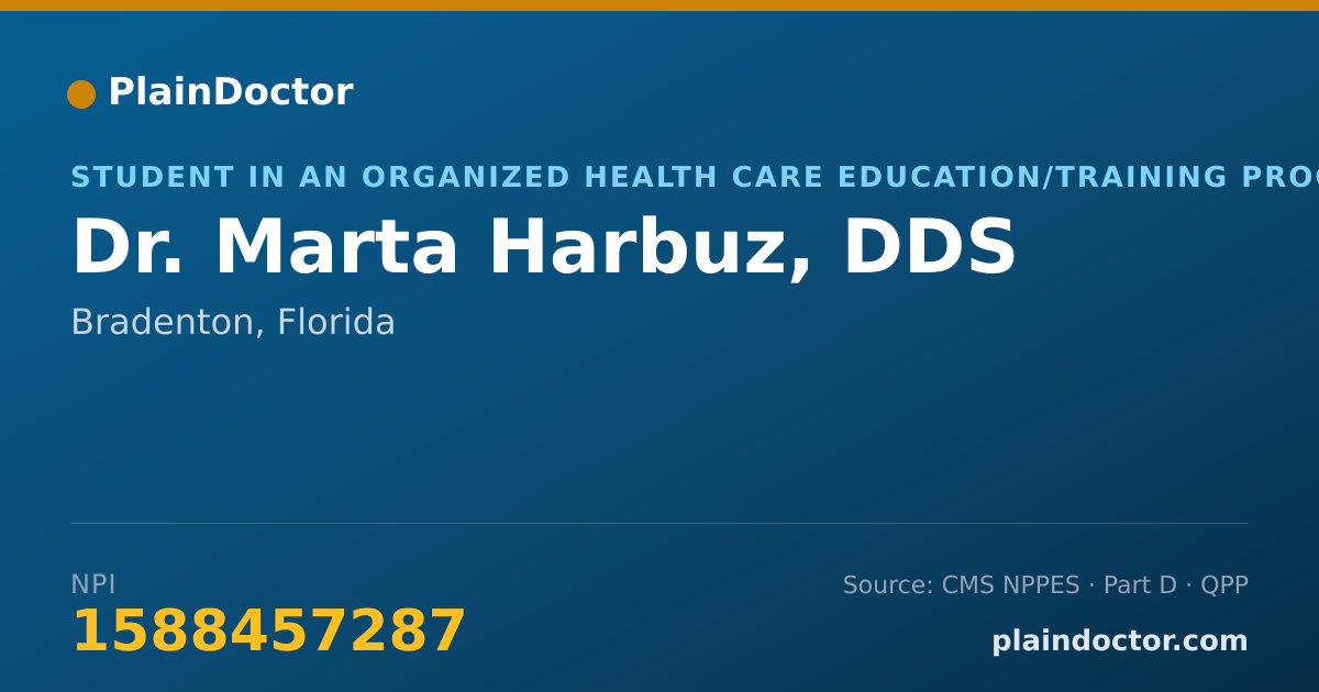 Shareable card for Marta Harbuz, DDS - Student in an Organized Health Care Education/Training Program, Bradenton, FL