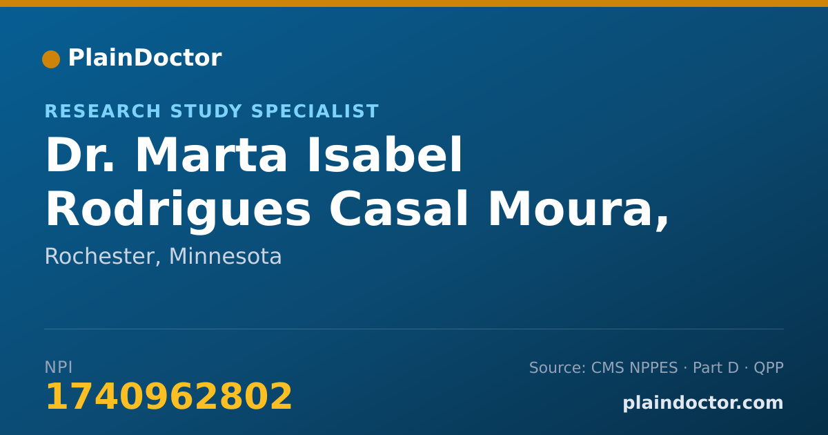 Shareable card for Marta Isabel Rodrigues Casal Moura, MD, MSC, MSPH, PHD - Research Study Specialist, Rochester, MN