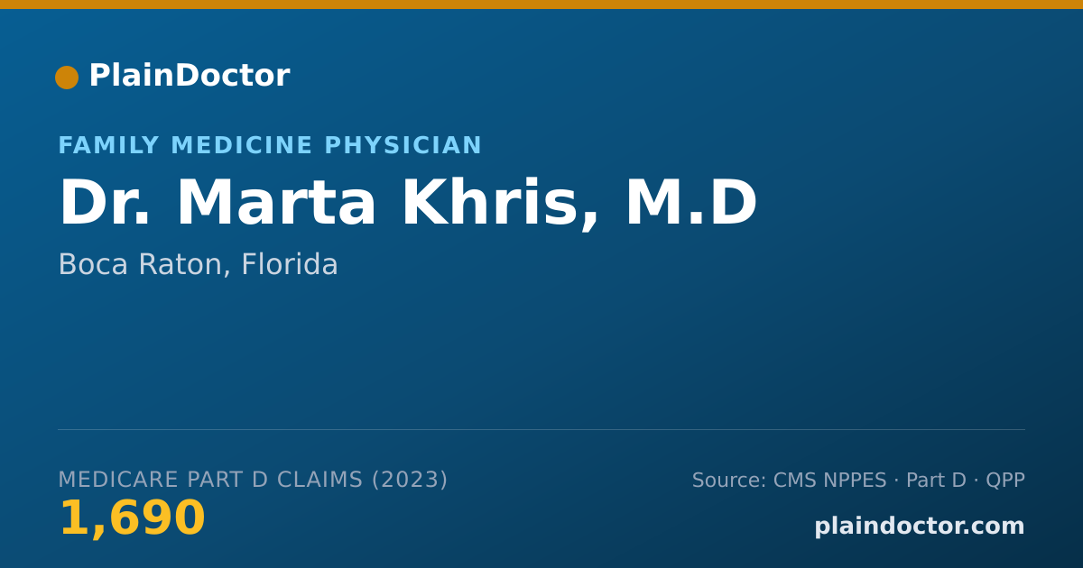 Shareable card for Marta Khris, M.D - Family Medicine Physician, Boca Raton, FL