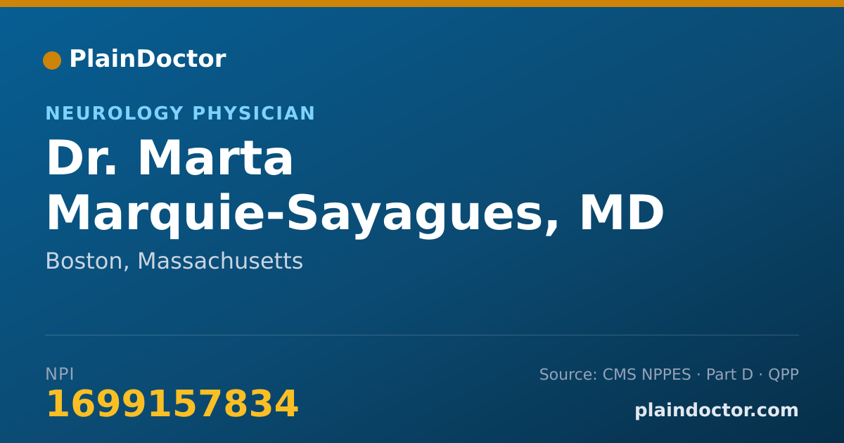 Shareable card for Marta Marquie-Sayagues, MD - Neurology Physician, Boston, MA