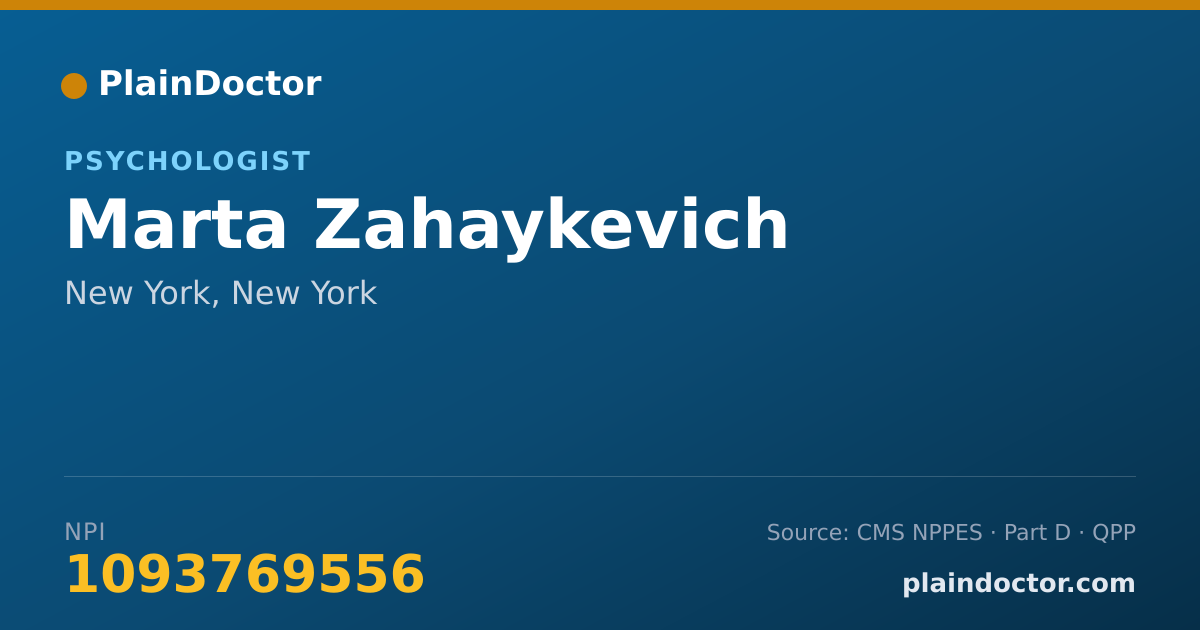 Shareable card for Marta Zahaykevich - Psychologist, New York, NY