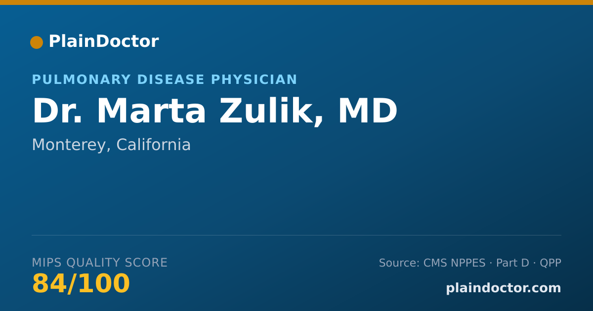Shareable card for Marta Zulik, MD - Pulmonary Disease Physician, Monterey, CA