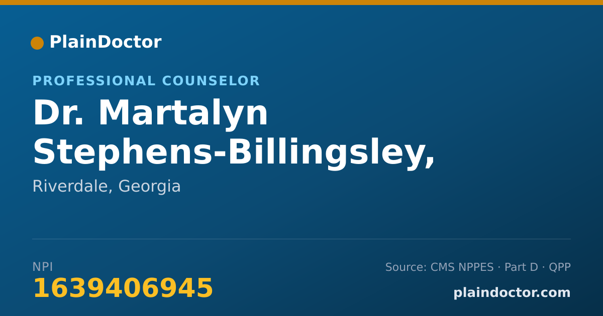Shareable card for Martalyn Stephens-Billingsley, MS, LPC - Professional Counselor, Riverdale, GA