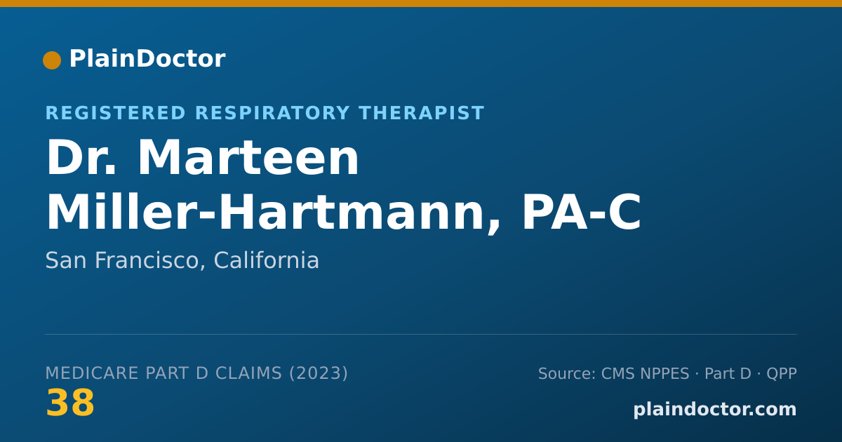 Shareable card for Marteen Miller-Hartmann, PA-C - Registered Respiratory Therapist, San Francisco, CA