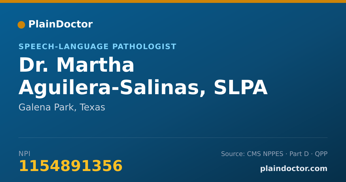 Shareable card for Martha Aguilera-Salinas, SLPA - Speech-Language Pathologist, Galena Park, TX