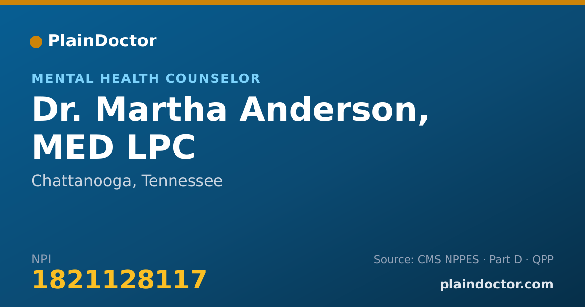 Shareable card for Martha Anderson, MED  LPC - Mental Health Counselor, Chattanooga, TN