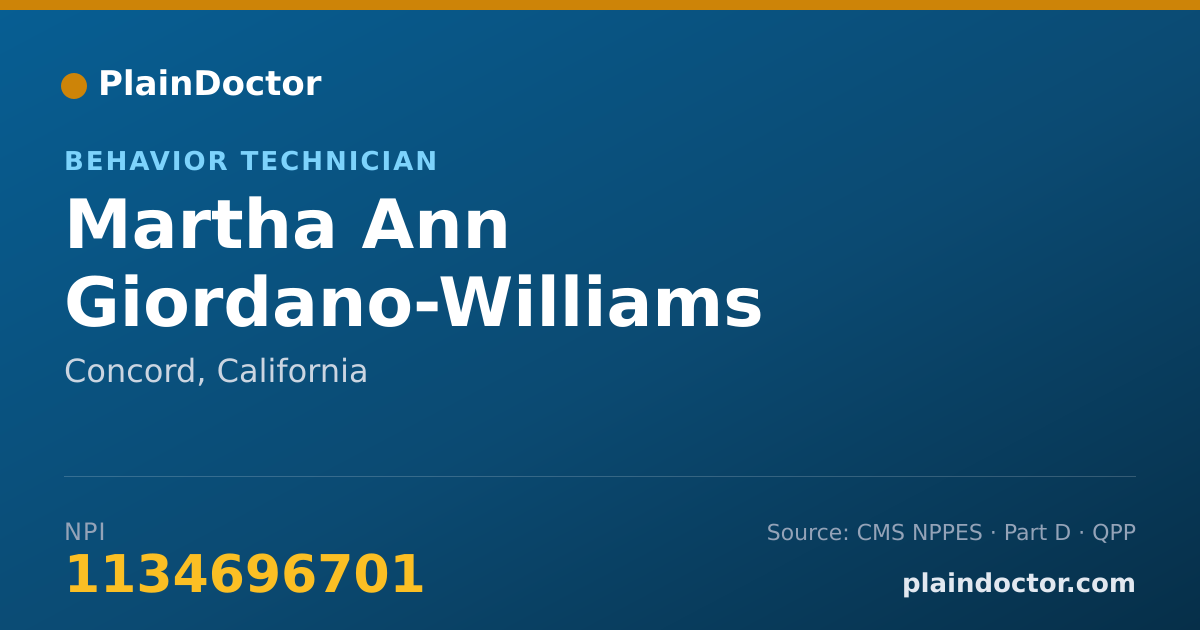 Shareable card for Martha Ann Giordano-Williams - Behavior Technician, Concord, CA