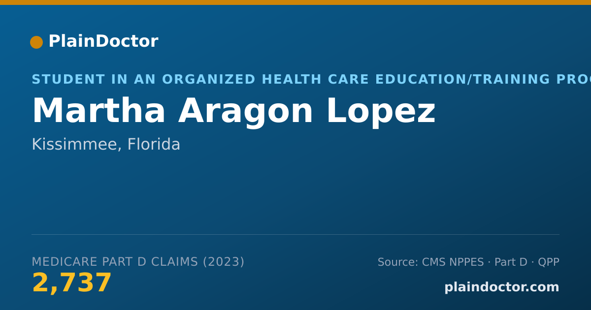 Shareable card for Martha Aragon Lopez - Student in an Organized Health Care Education/Training Program, Kissimmee, FL