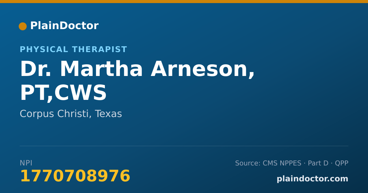 Shareable card for Martha Arneson, PT,CWS - Physical Therapist, Corpus Christi, TX