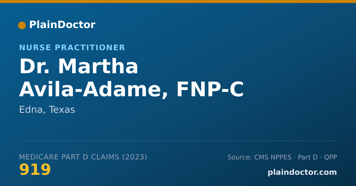 Shareable card for Martha Avila-Adame, FNP-C - Nurse Practitioner, Edna, TX