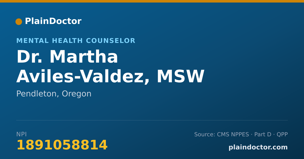 Shareable card for Martha Aviles-Valdez, MSW - Mental Health Counselor, Pendleton, OR