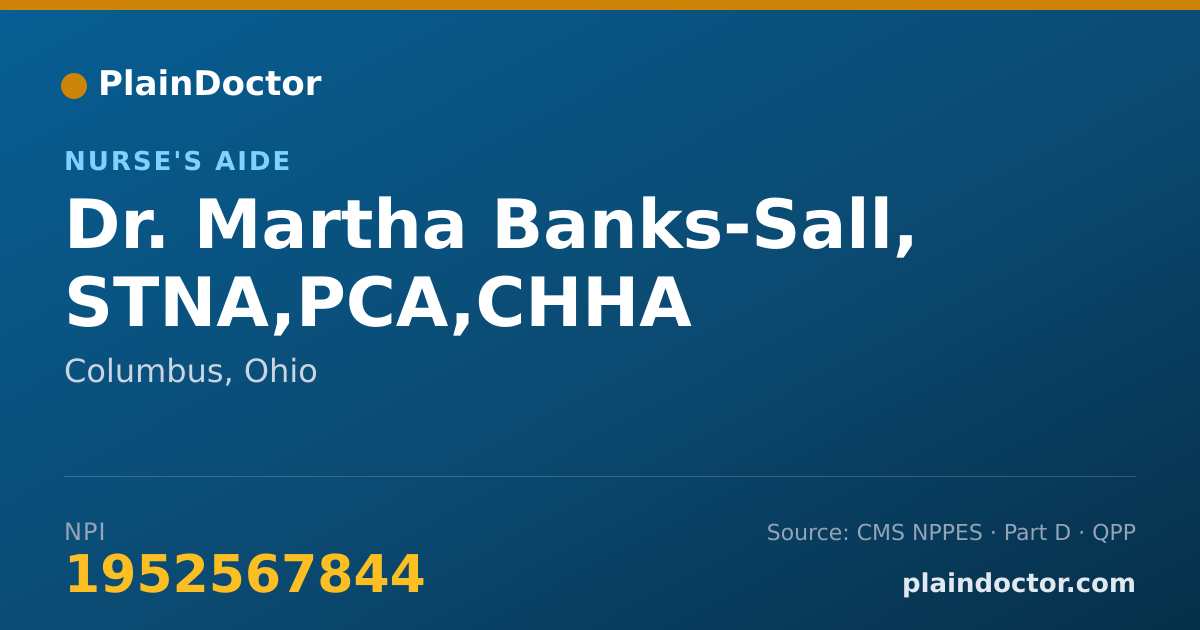 Shareable card for Martha Banks-Sall, STNA,PCA,CHHA - Nurse's Aide, Columbus, OH