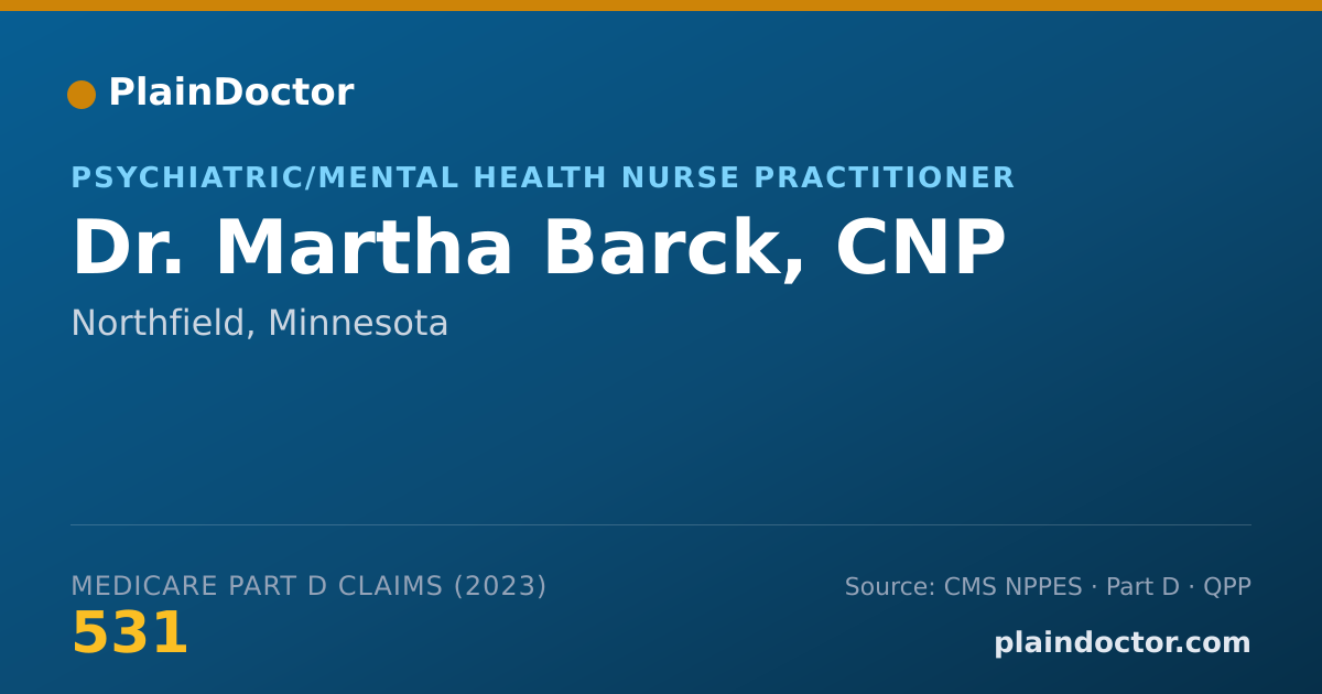 Shareable card for Martha Barck, CNP - Psychiatric/Mental Health Nurse Practitioner, Northfield, MN