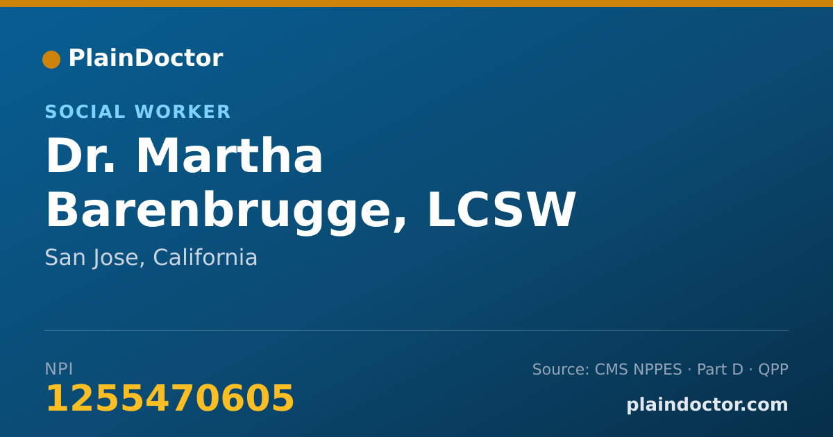 Shareable card for Martha Barenbrugge, LCSW - Social Worker, San Jose, CA