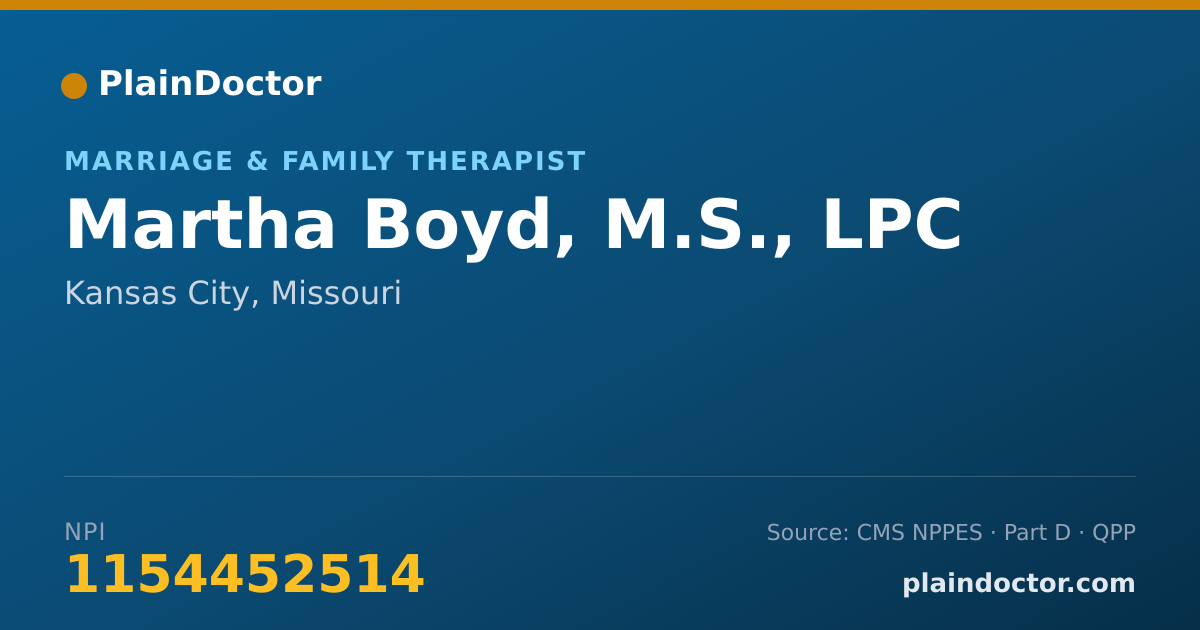 Shareable card for Martha Boyd, M.S., LPC - Marriage & Family Therapist, Kansas City, MO