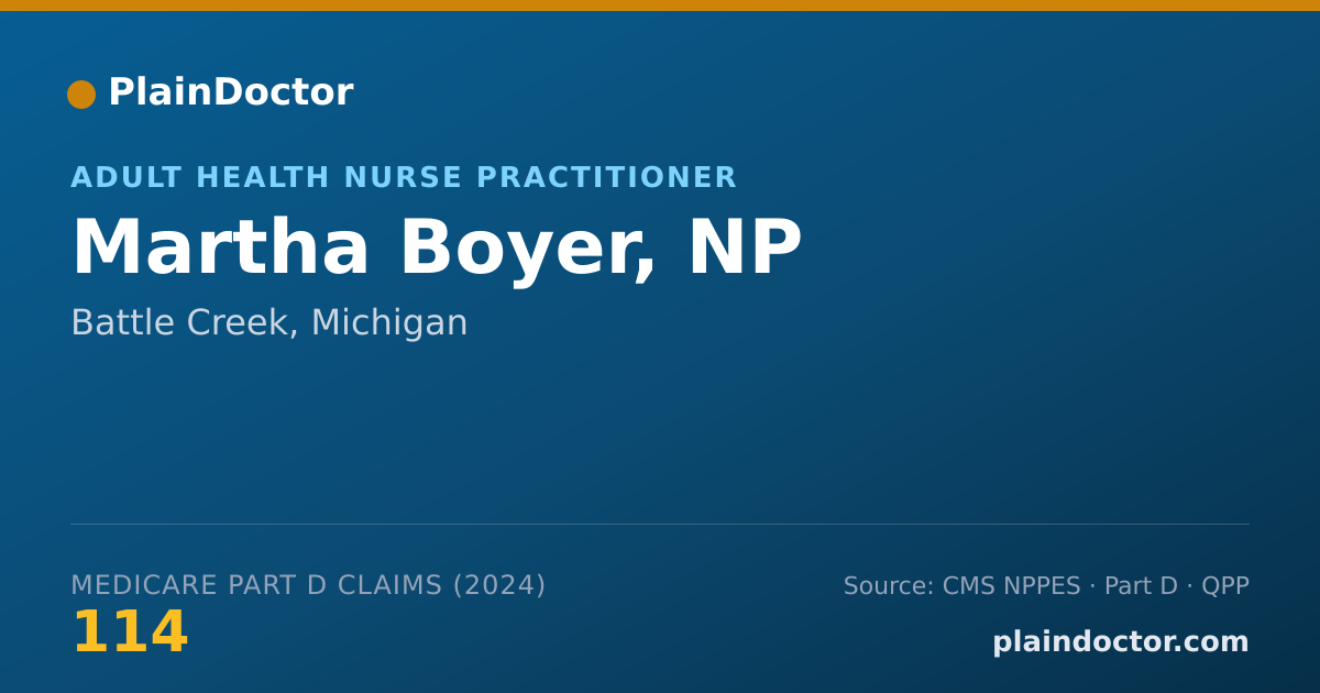 Shareable card for Martha Boyer, NP - Adult Health Nurse Practitioner, Battle Creek, MI