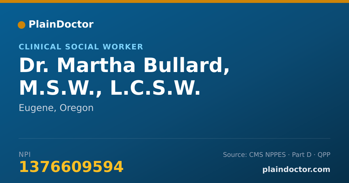 Shareable card for Martha Bullard, M.S.W., L.C.S.W. - Clinical Social Worker, Eugene, OR