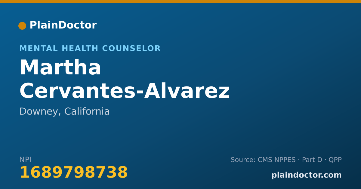 Shareable card for Martha Cervantes-Alvarez - Mental Health Counselor, Downey, CA