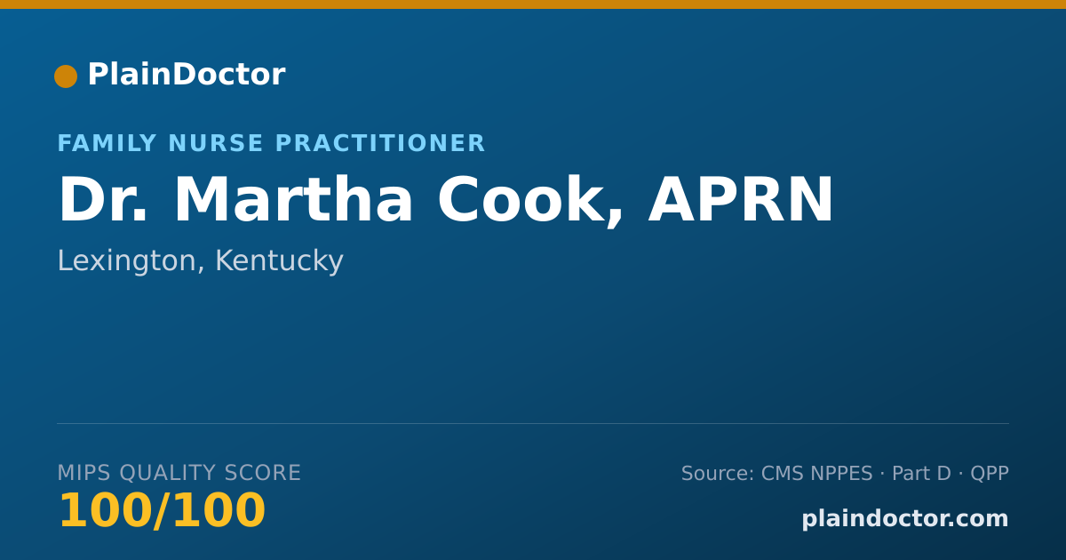 Shareable card for Martha Cook, APRN - Family Nurse Practitioner, Lexington, KY