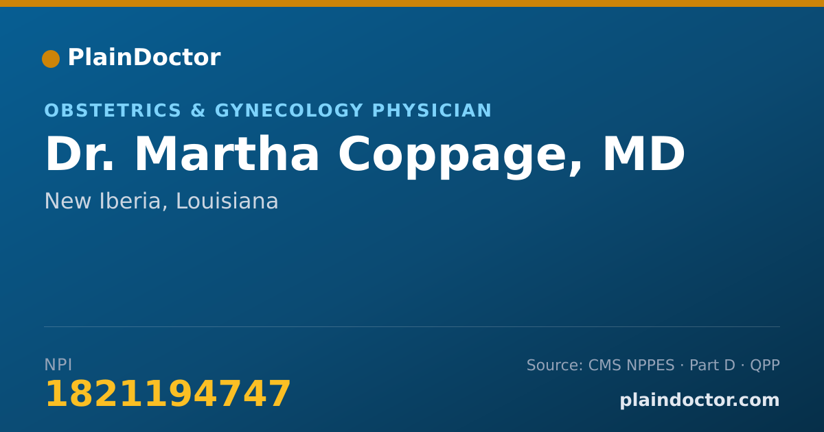 Shareable card for Martha Coppage, MD - Obstetrics & Gynecology Physician, New Iberia, LA
