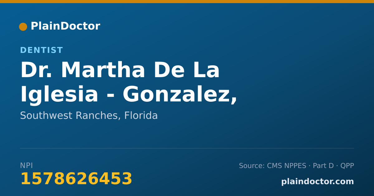 Shareable card for Martha De La Iglesia - Gonzalez, DMD - Dentist, Southwest Ranches, FL