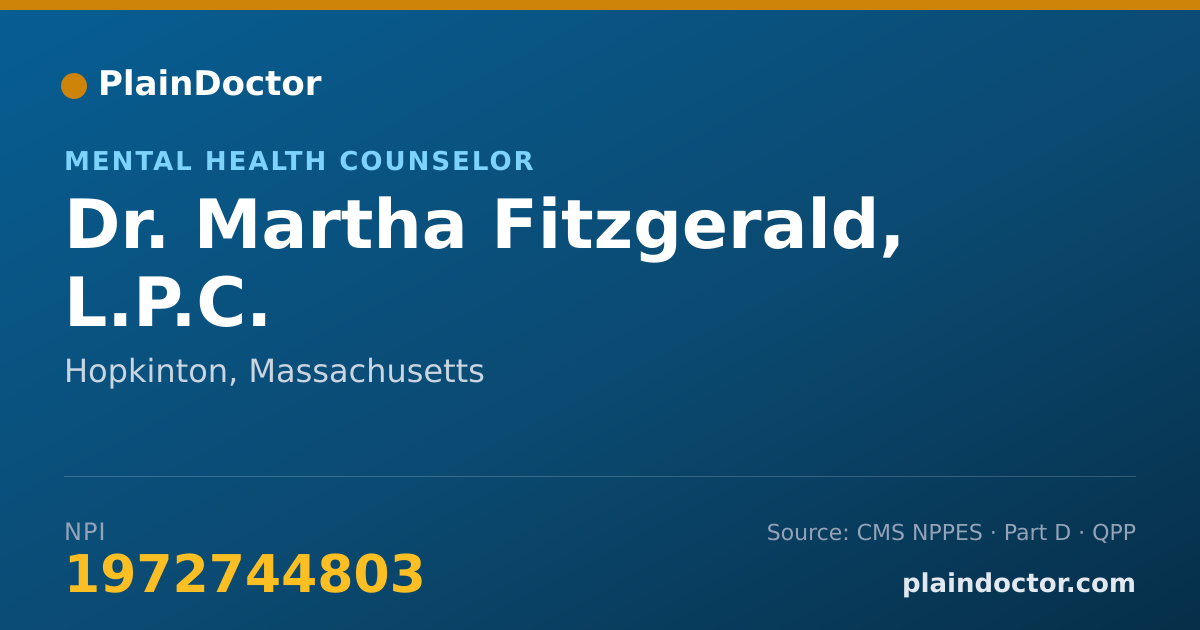 Shareable card for Martha Fitzgerald, L.P.C. - Mental Health Counselor, Hopkinton, MA
