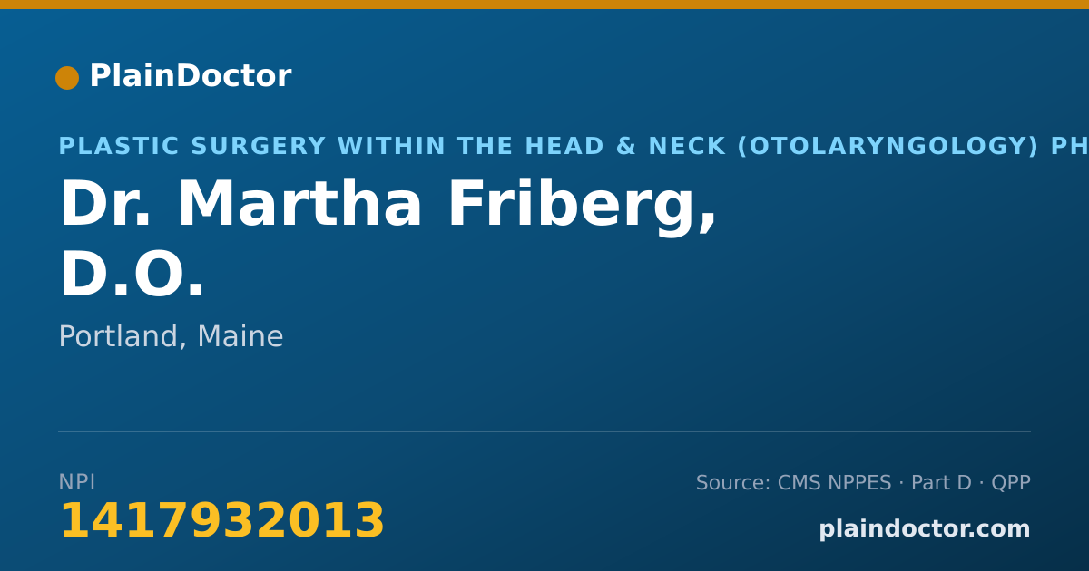 Shareable card for Martha Friberg, D.O. - Plastic Surgery within the Head & Neck (Otolaryngology) Physician, Portland, ME