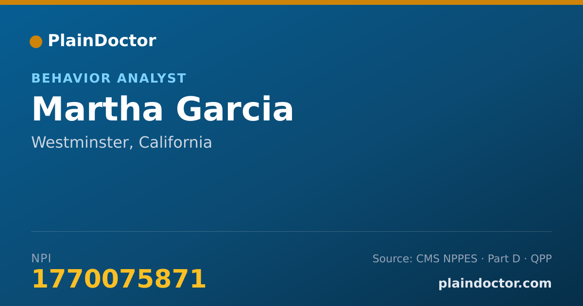 Shareable card for Martha Garcia - Behavior Analyst, Westminster, CA