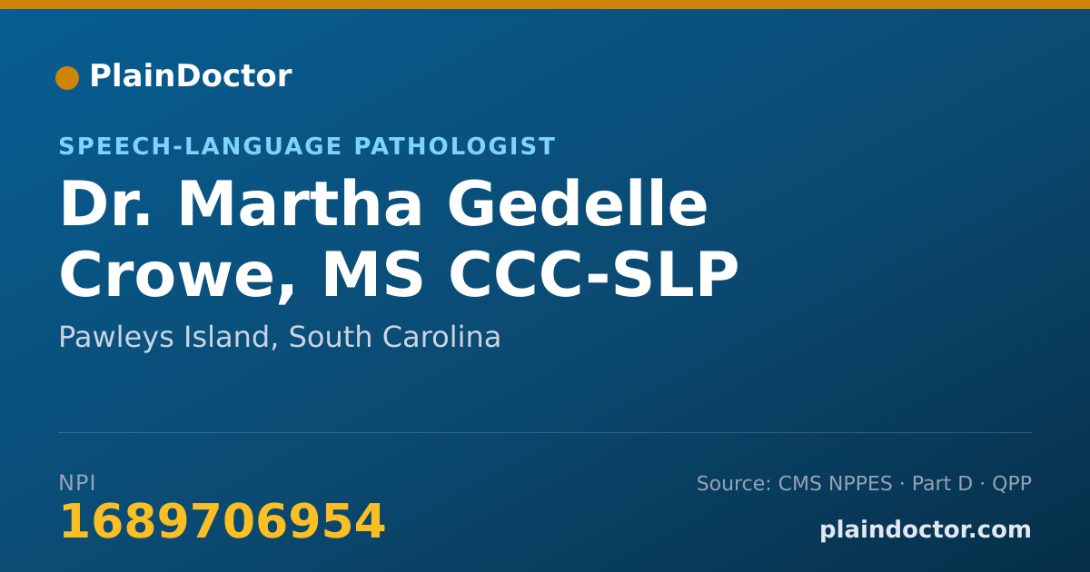 Shareable card for Martha Gedelle Crowe, MS CCC-SLP - Speech-Language Pathologist, Pawleys Island, SC