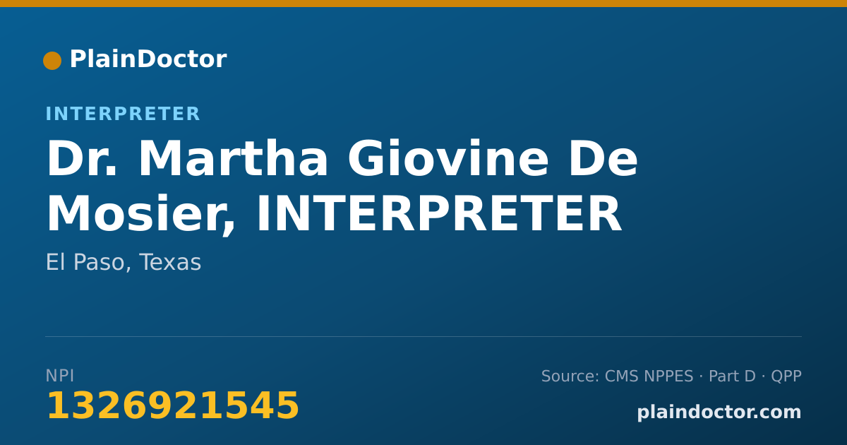 Shareable card for Martha Giovine De Mosier, INTERPRETER - Interpreter, El Paso, TX