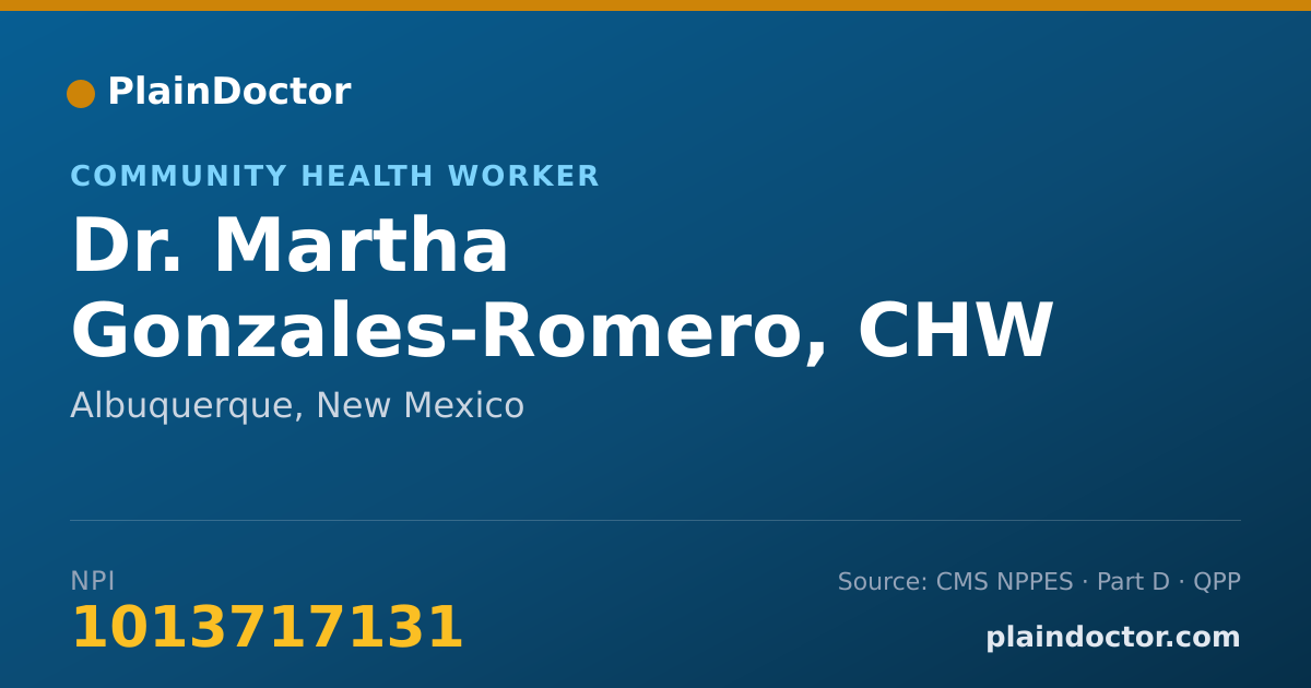 Shareable card for Martha Gonzales-Romero, CHW - Community Health Worker, Albuquerque, NM