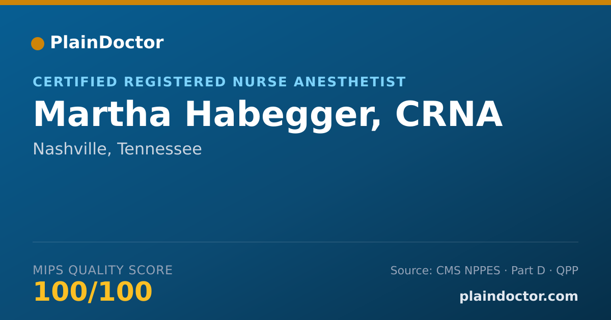 Shareable card for Martha Habegger, CRNA - Critical Care Medicine Registered Nurse, Nashville, TN