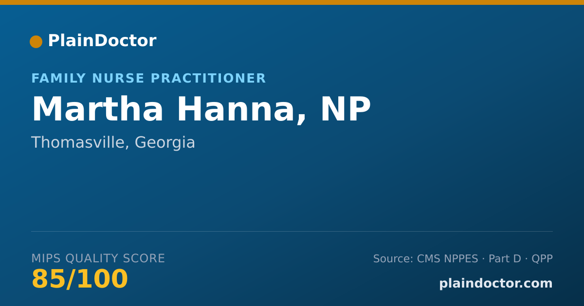 Shareable card for Martha Hanna, NP - Family Nurse Practitioner, Thomasville, GA