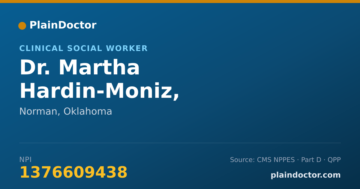 Shareable card for Martha Hardin-Moniz, L.C.S.W., A.C.S.W. - Clinical Social Worker, Norman, OK
