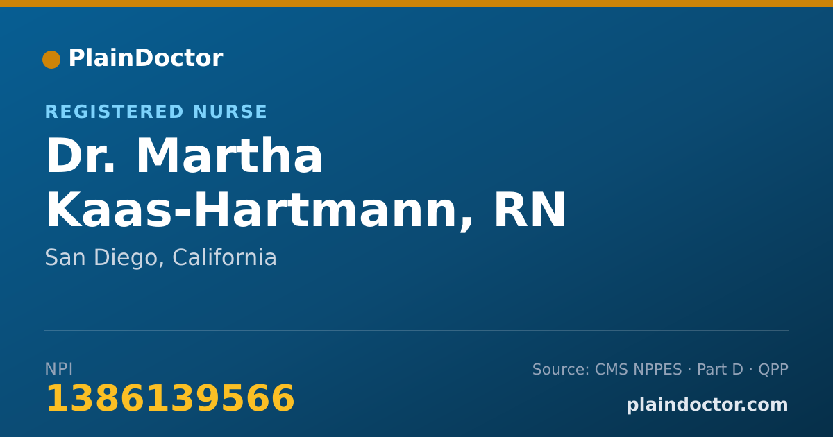 Shareable card for Martha Kaas-Hartmann, RN - Registered Nurse, San Diego, CA