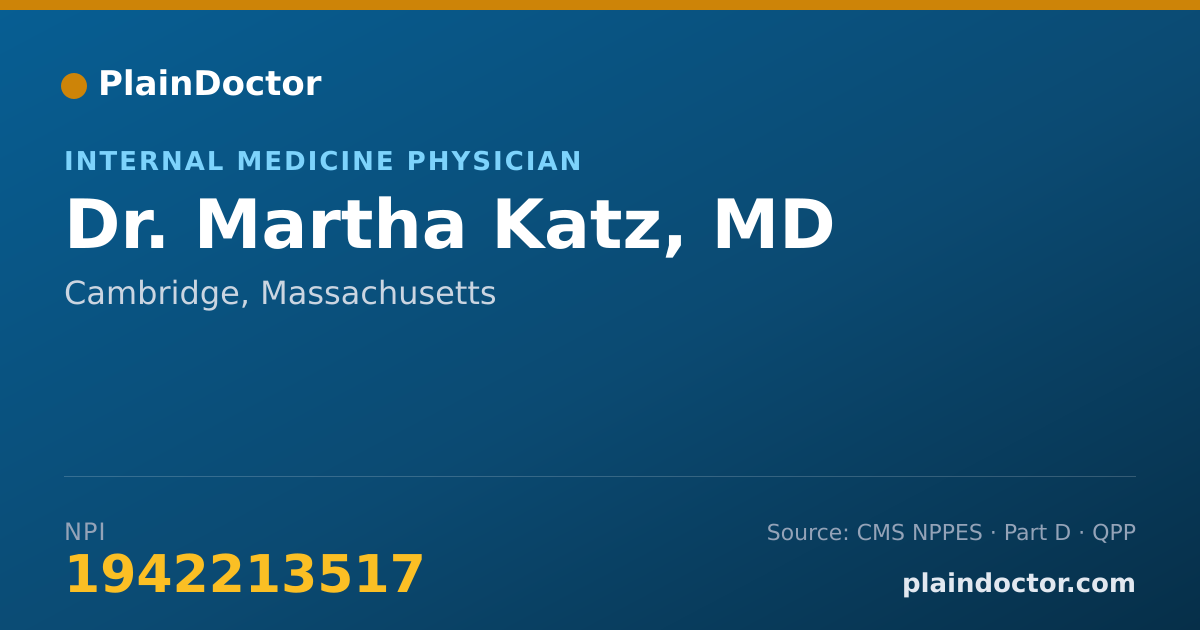 Shareable card for Martha Katz, MD - Internal Medicine Physician, Cambridge, MA