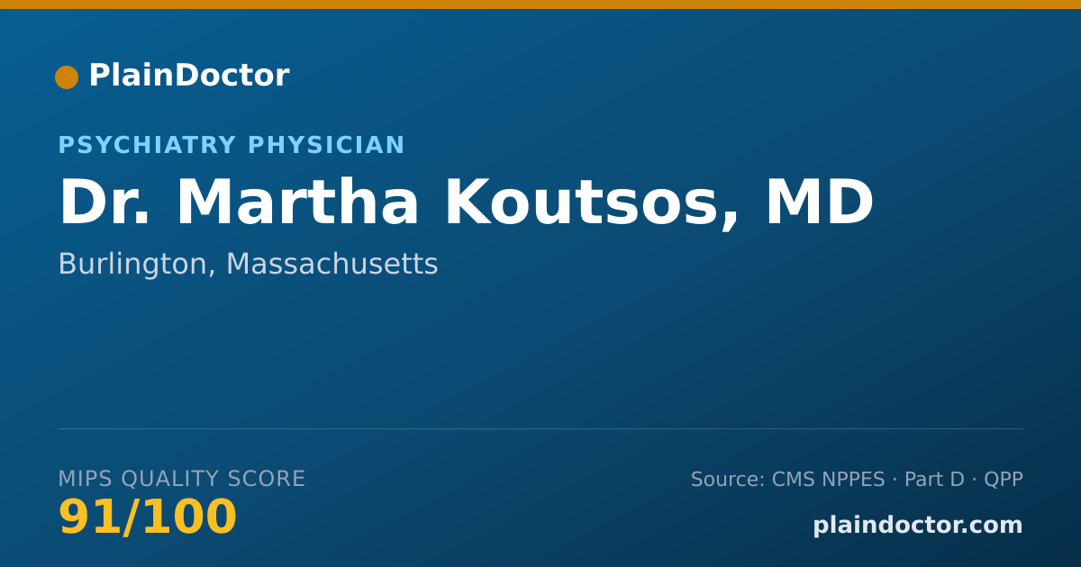 Shareable card for Martha Koutsos, MD - Psychiatry Physician, Burlington, MA