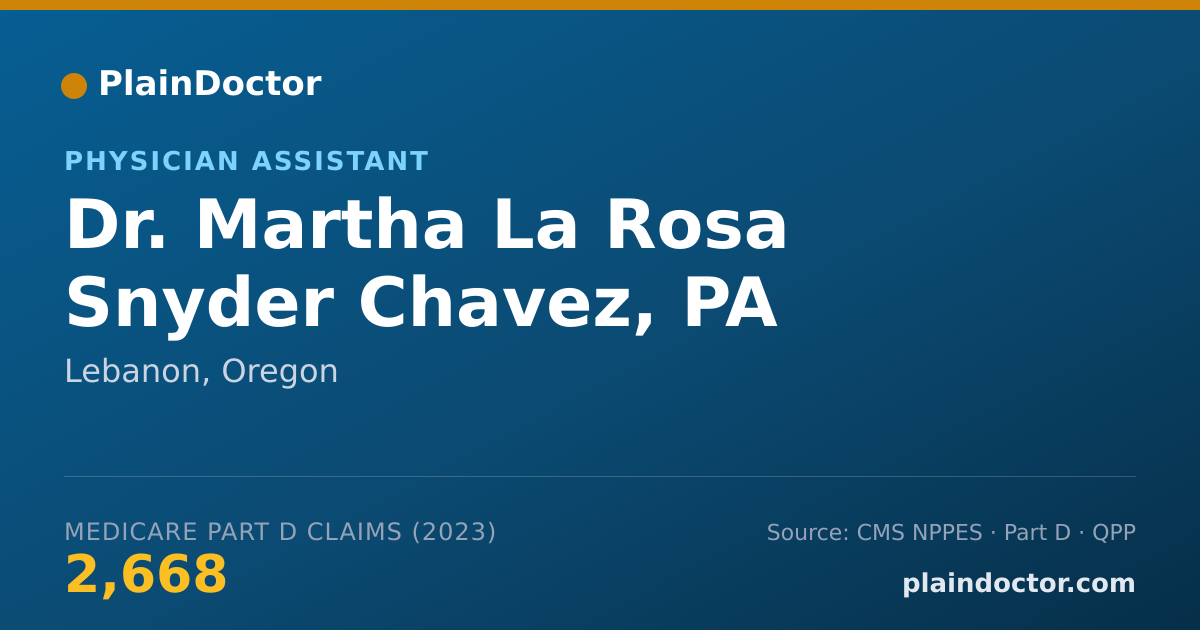 Shareable card for Martha La Rosa Snyder Chavez, PA - Physician Assistant, Lebanon, OR
