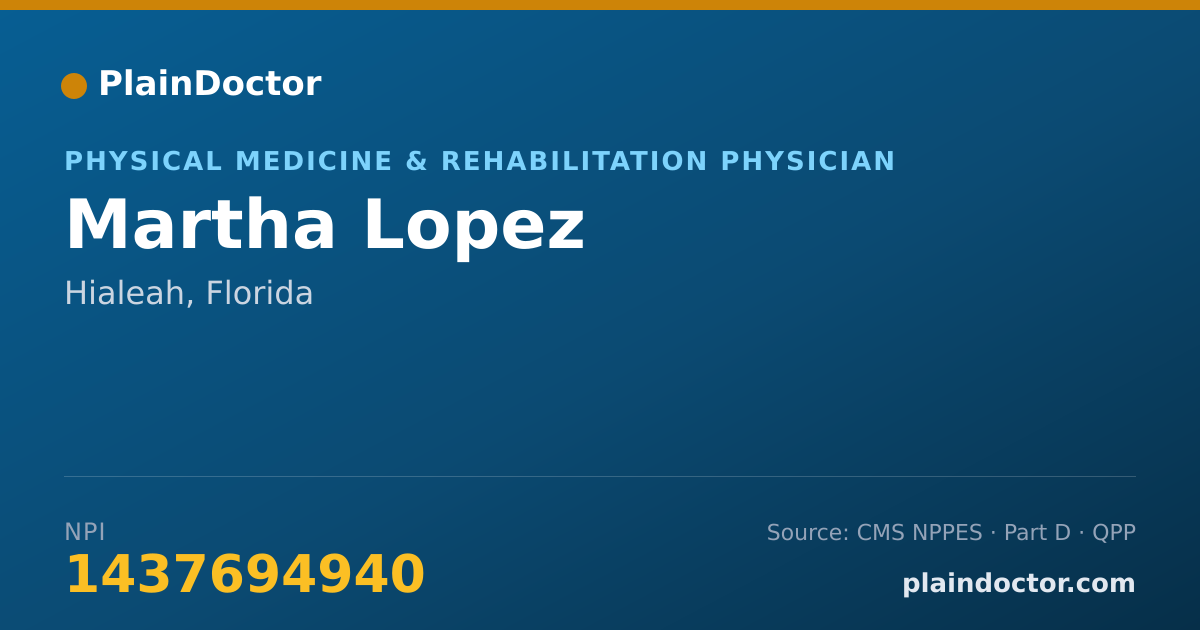 Shareable card for Martha Lopez - Physical Medicine & Rehabilitation Physician, Hialeah, FL