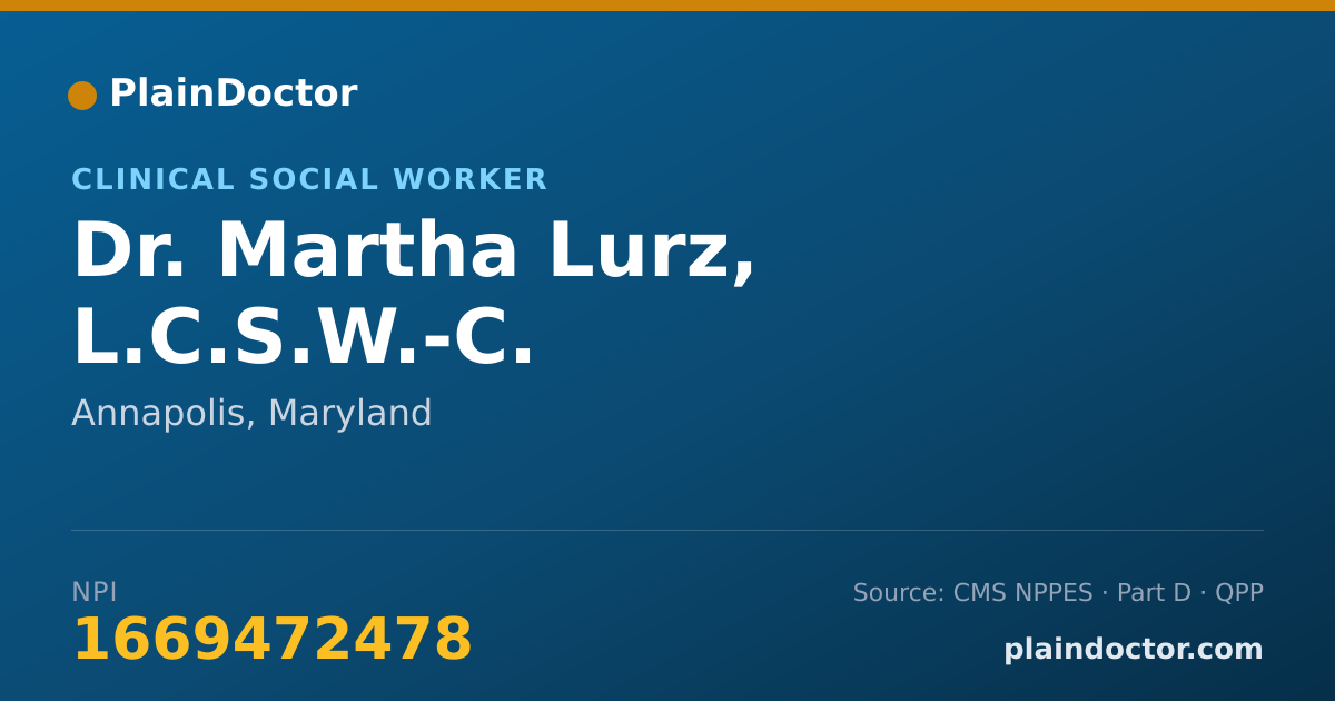 Shareable card for Martha Lurz, L.C.S.W.-C. - Clinical Social Worker, Annapolis, MD