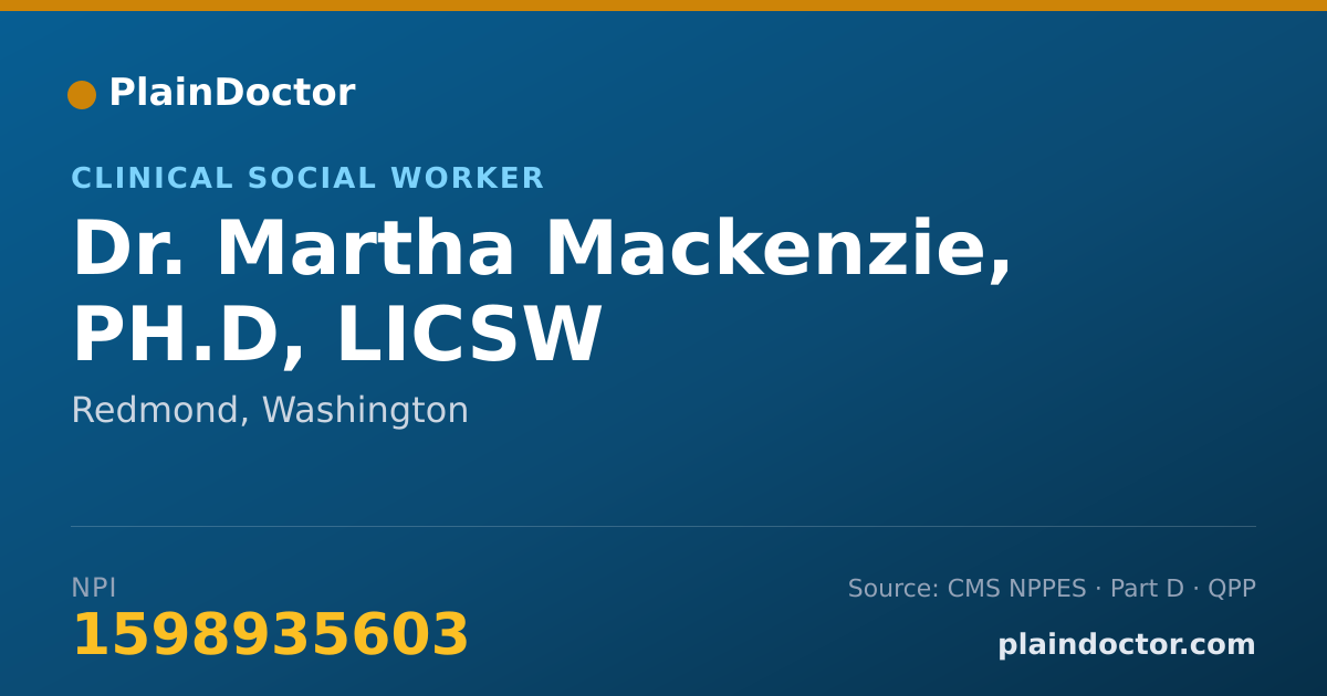 Shareable card for Martha Mackenzie, PH.D, LICSW - Clinical Social Worker, Redmond, WA